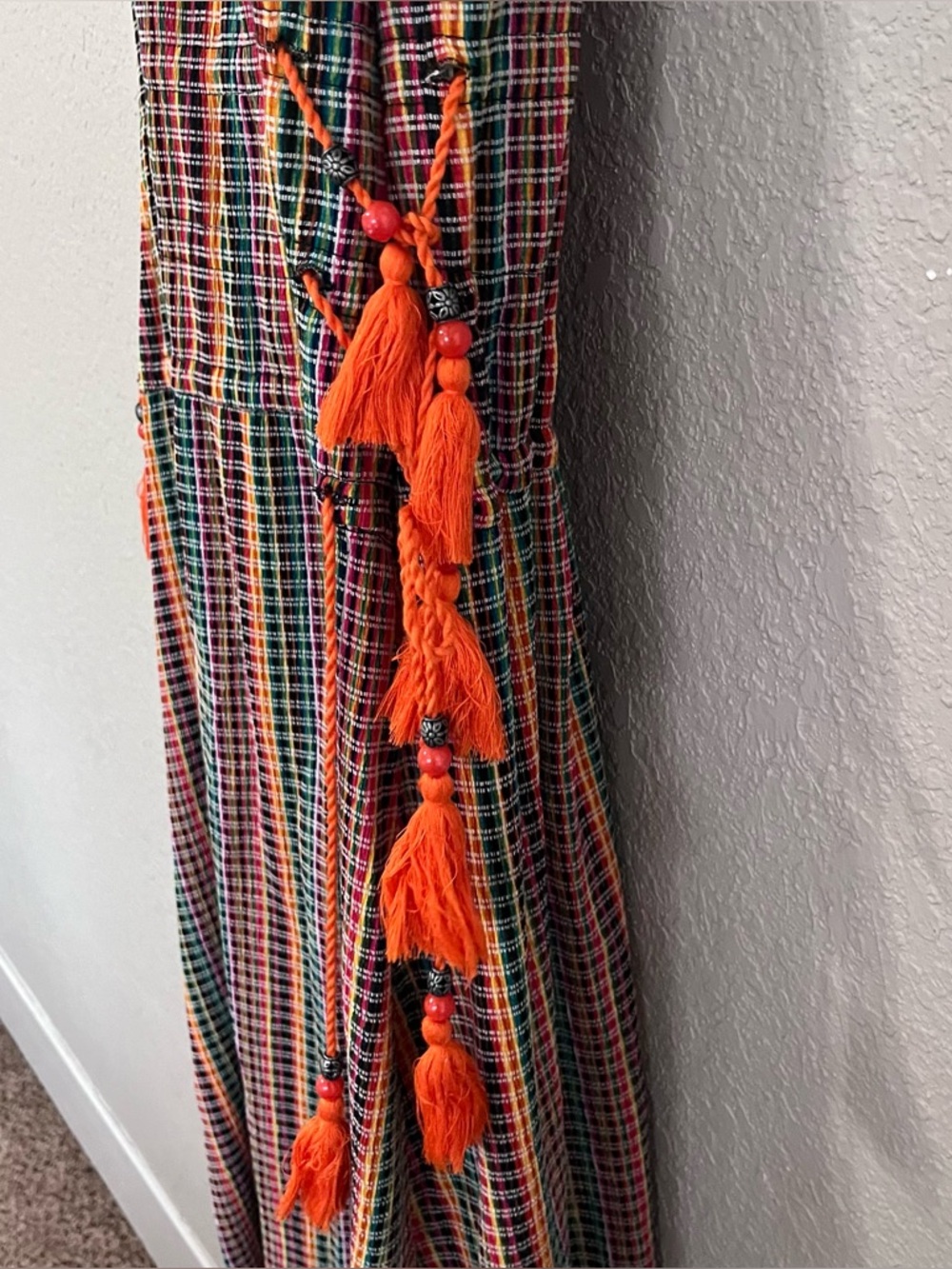 Zara Multicolored Plaid Tassel Maxi Dress Size Small - Picture 11 of 14